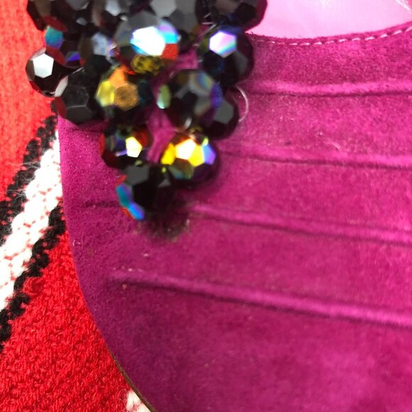 Eugenia Kim Pink Suede Round Toe Beaded Heels 37 - Picture 9 of 11
